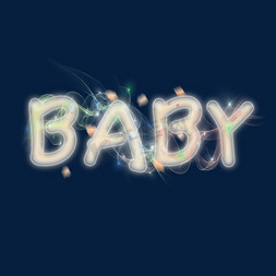 梦幻发光英文单词baby宝贝
