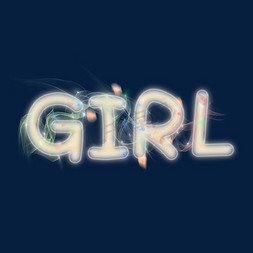 梦幻发光英文单词girl女孩