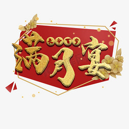 满月宴过百岁金色艺术字