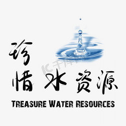 水资源保护免抠艺术字图片_珍惜水资源黑色毛笔字