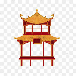 png下载psd卡通古代复古城楼亭子设计下载 png下载psd古代石亭子下载