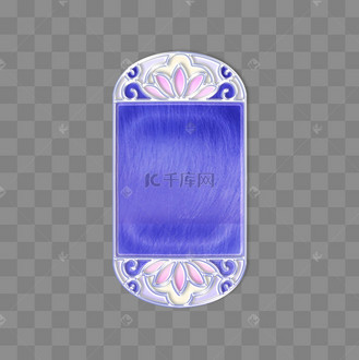 流行色长春花蓝色系立体银边莲花浮雕边框