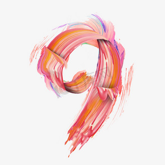 9艺术字图片素材_数字9立体油漆主题风格艺术字