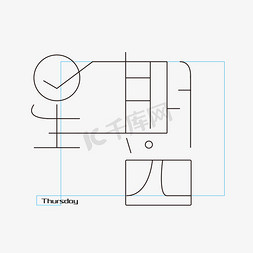 托盘天秤线图免抠艺术字图片_星期四字体创意设计矢量图