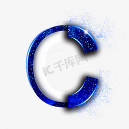 蓝色光点粒子免抠艺术字图片_蓝色字母C