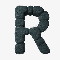 岩石表面免抠艺术字图片_岩石立体字母R