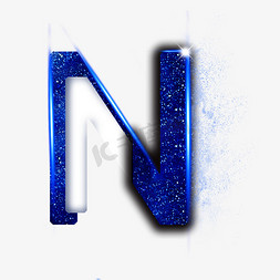 蓝色光点粒子免抠艺术字图片_蓝色字母N