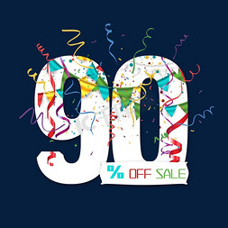 90tif免抠艺术字图片_电商90%OFFSALE一折