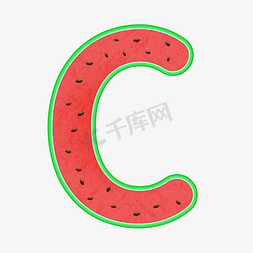 字母c免抠艺术字图片_创意西瓜字母C