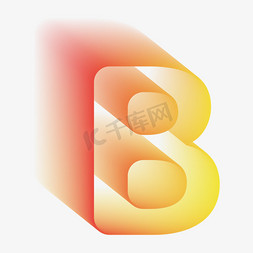 b免抠艺术字图片_矢量唯美渐变立体字母B