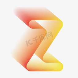 双层颜色免抠艺术字图片_矢量唯美渐变立体字母Z