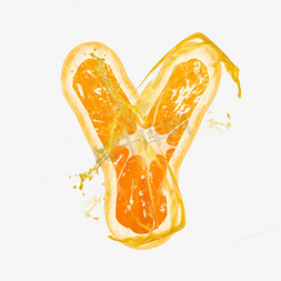 夏天橙汁饮料海报免抠艺术字图片_橙子橙汁橙色PSD字母Y