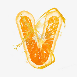 橙子叶子图免抠艺术字图片_橙子橙汁橙色PSD字母V