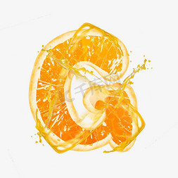 飞溅的橙汁免抠艺术字图片_橙子橙汁橙色PSD字母G