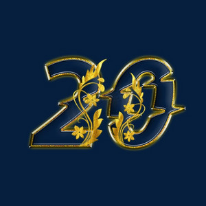 金色金花psd周年庆数字20
