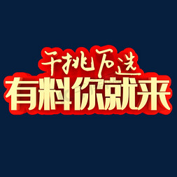 千挑万选有料你就来