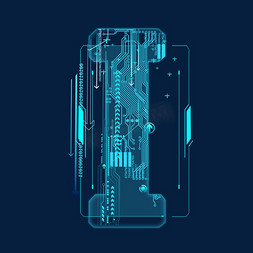 科技字母线条免抠艺术字图片_蓝色科技线条PSD字母I