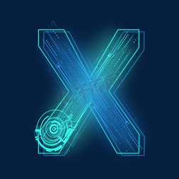 科技科技字母免抠艺术字图片_科技线条蓝色绿色字母X