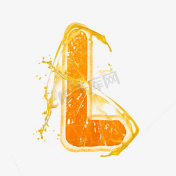 橙子橙汁橙色PSD字母L