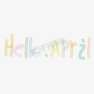 hello,april字母创意设计矢量图绿色二月你好艺术字贰月你好艺术字