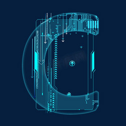 字母c免抠艺术字图片_蓝色科技线条PSD字母C