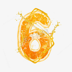 矢量橙汁果汁免抠艺术字图片_橙子橙汁橙色PSD数字6