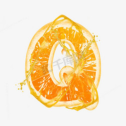 夏天橙汁饮料海报免抠艺术字图片_橙子橙汁橙色PSD字母Q