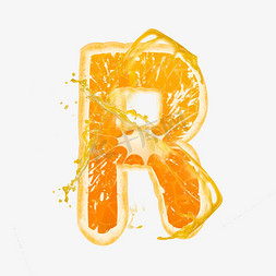 橙汁草莓汁免抠艺术字图片_橙子橙汁橙色PSD字母R