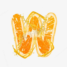 橙子橙汁橙色PSD字母W