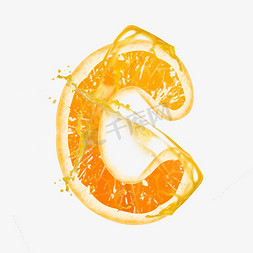 夏天橙汁饮料海报免抠艺术字图片_橙子橙汁橙色PSD字母C