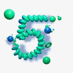 圆球亮光免抠艺术字图片_蓝色创意数字5字体设计