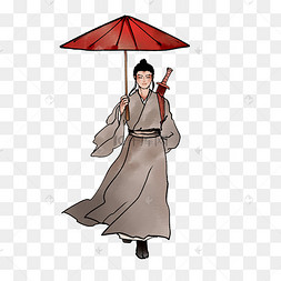 水墨拿雨伞古风侠客中国风古风人