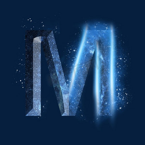 炫酷蓝色星空星辰字母m
