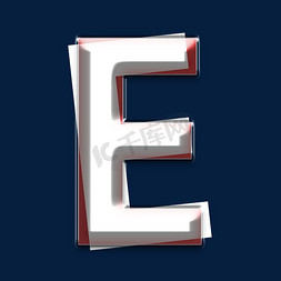 立体重叠白色红色字母E