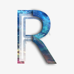 创意蓝色立体字母R艺术字