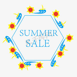 蓝黄summersale卡通英文设计