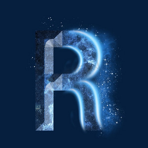 炫酷蓝色星空星辰字母r