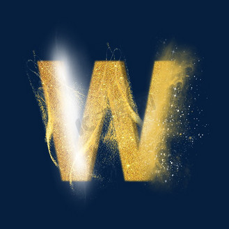 艺术字炫酷金色沙子光效字母w下载jpg下载psd企业vip免费下载免抠背景