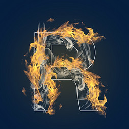 炫火焰光效免抠艺术字图片_炫酷火焰光效字母R