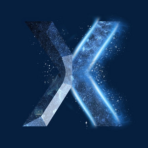 炫酷蓝色星空星辰字母x