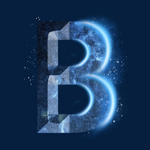 炫酷蓝色星空星辰字母b