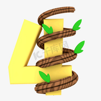 数字4立体卡通字体设计