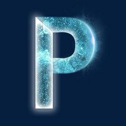 字母P免抠艺术字图片_炫酷光效分割字母P