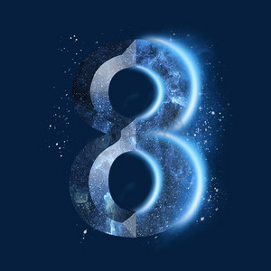 炫酷蓝色星空星辰数字8
