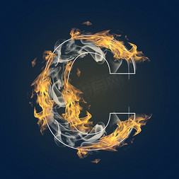 尾部火焰免抠艺术字图片_炫酷火焰光效字母C