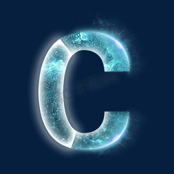 c字母c免抠艺术字图片_炫酷光效分割字母C