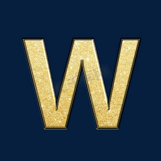 创意字母w图片素材_创意黑金金沙psd字母w