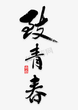 中文设计字体免抠艺术字图片_致青春艺术字设计