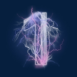 炫酷闪电蓝色紫色数字1