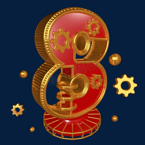 c4d红色喜庆风倒计时数字8